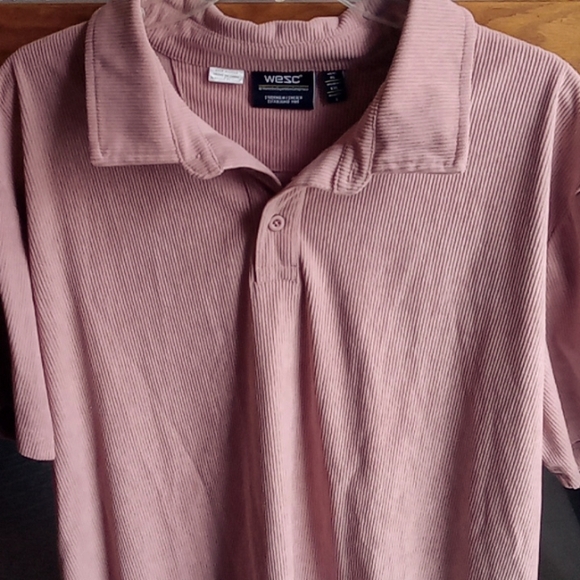 WESC We Are the Superlative Conspiracy Mens Mauve Corduroy Polo Shirt L/XL - Picture 4 of 7